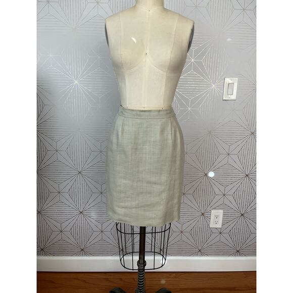Yves Saint Laurent Rive Gauche Vintage Beige Blazer Skirt Linen Suit Sz 36 US 4 - Picture 7 of 16